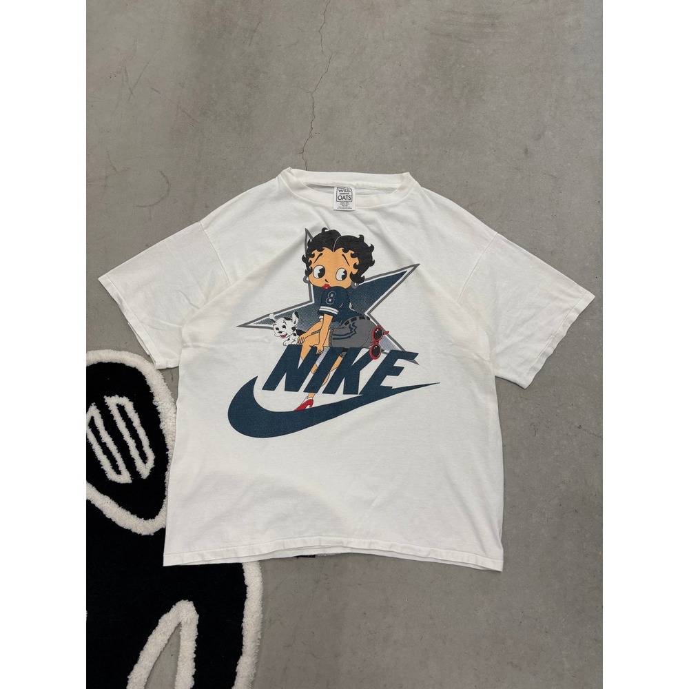 Vintage 90s Betty Boop Nike Wild Oats Graphic T-Shirt White XL Made in USA